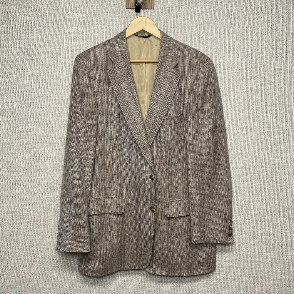 80s Chaps by Ralph Lauren Sport Coat (42L) 2B1V Summer Tweed Herringbone Stripe